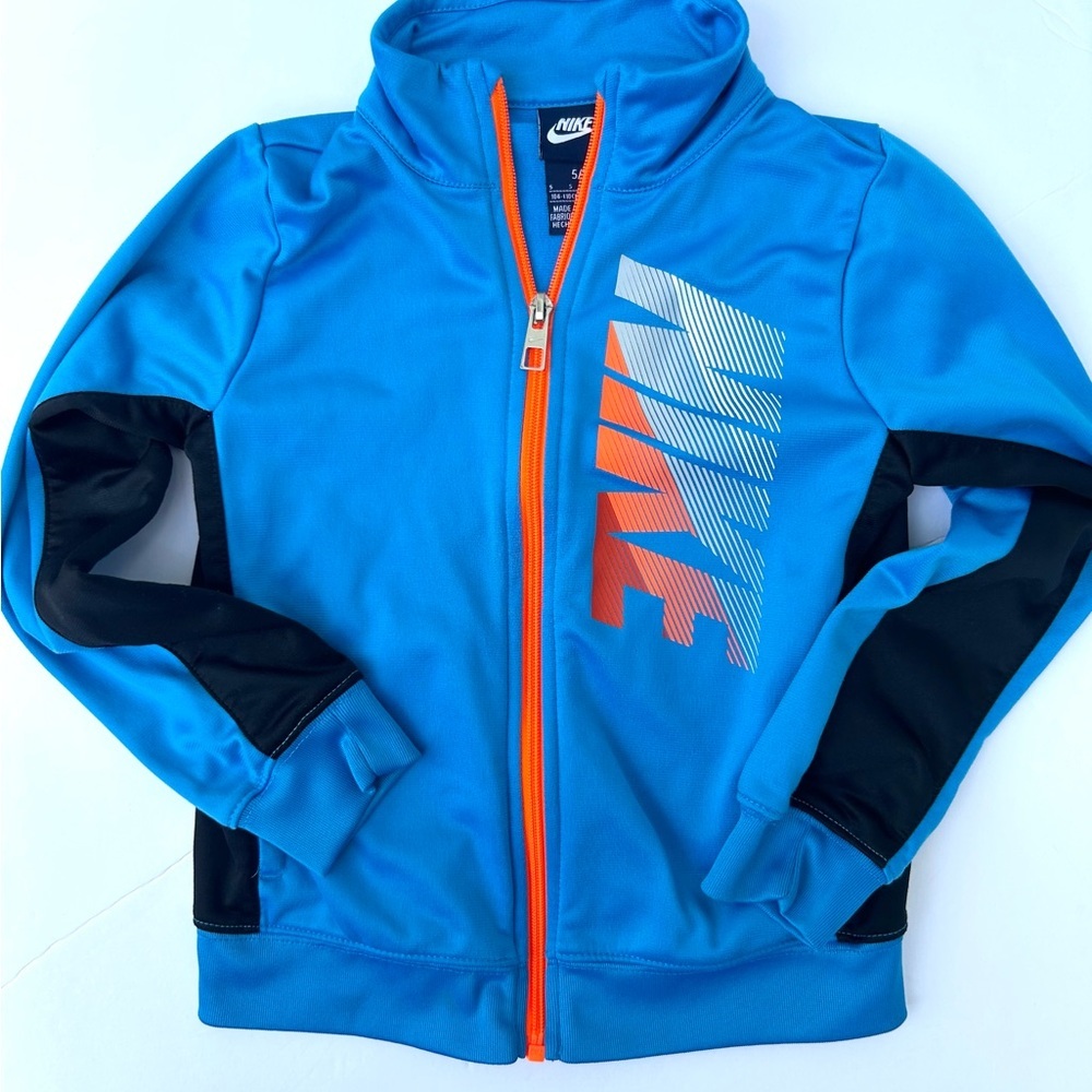Nike windbreaker track jacket 5 small boys blue full zip collared activewear - Picture 2 of 10